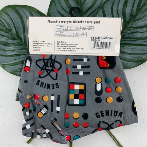 Sock It To Me Gray Red Black Atom Science Tech Genius Cotton Blend Boxer Brief - Picture 3 of 7